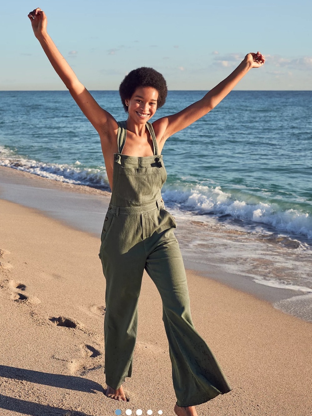Olive Green Wide-Leg Overalls